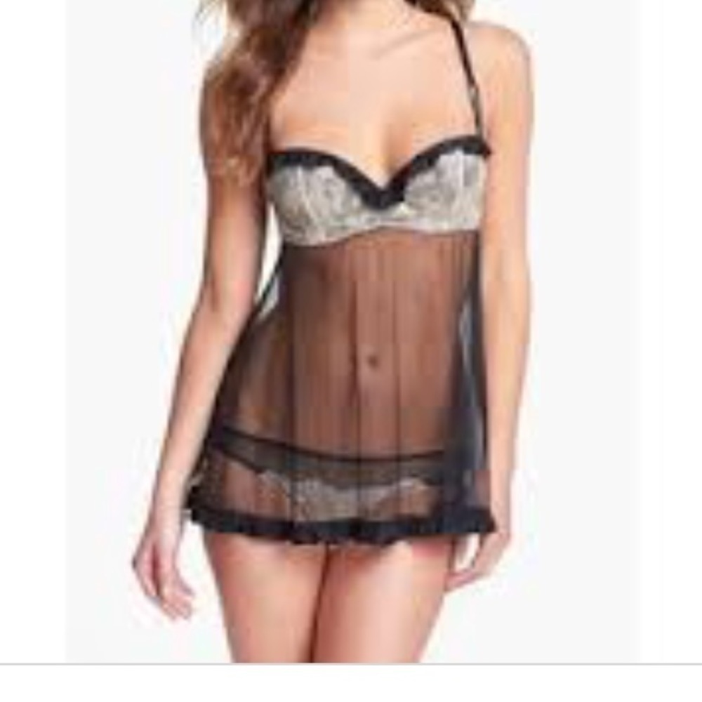 Black Bow Babydoll set NWT